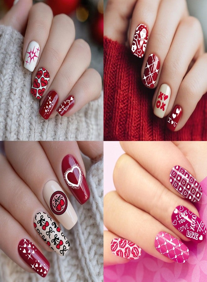 Arbuya Valentines Day Nail Art Stamping Plates Set of 3 - Hearts, Bows, XOXO, Lips & Love Designs Stamping Template for Cute & Romantic Nail Art DIY Manicure Saloon Tools Supplies - Image 5